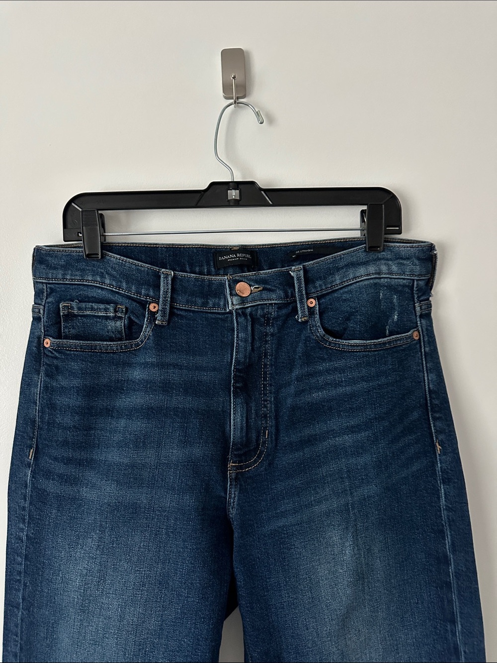 Banana Republic Premium Denim Women Jeans Size 31 Mid Rise Straight Raw Hem - Picture 8 of 8